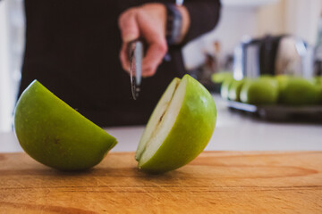 apple being sliced