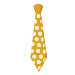 Yellow tie with pink polka dots.