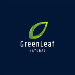 Green leaf gradient logo icon design template vector