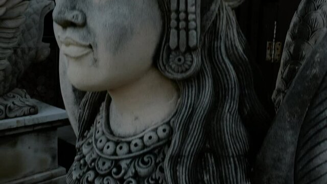 Hindu statue on Sanur beach Bali Indonesia . High quality 4k footage