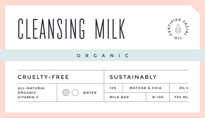 Minimal Label. Typographic modern vintage label, tag, sticker for natural brand, beauty packing. Retro design minimal label, tag of organic cosmetics, old school style, typography. Vector Illustration