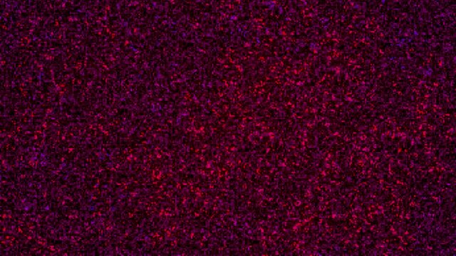 Abstract grid with small blinking red and purple circles, seamless loop. Animation. Mosaic texture of flowing tiny particles.