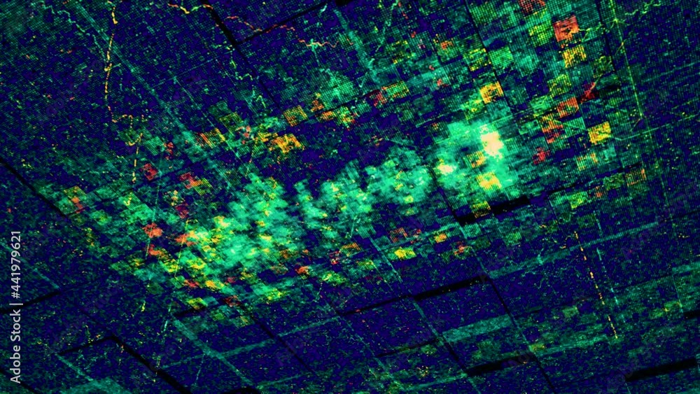 Poster technological background with a circuit board and a word design. animation. electric impulses spread
