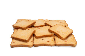 Delicious bread slices isolated on a white background.
