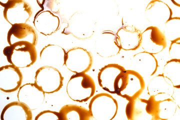 Coffee stains isolated on white background.