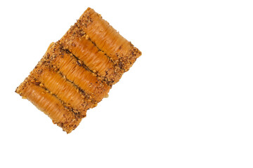 Delicious sweet baklava isolated on white background.