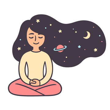 recommend clip art: Woman meditating with space hair