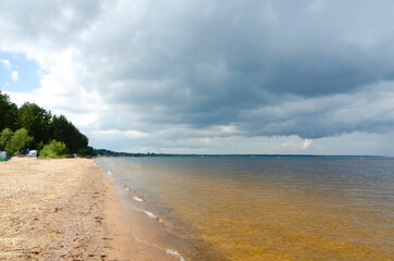 Fototapeta na wymiar Beach on Lake Ladoga, Russia