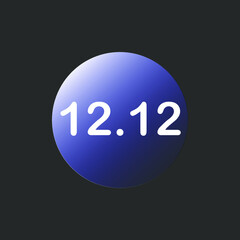A flat icon illustration vector of monthly shocking sale on December 12. Online store offer new item and price discounts on this date. 