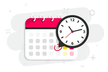 Foto op Canvas Calendar icon with clock. Icon notice message with clock, agenda symbol with selected important day. Time appointment, reminder date concept, time management. Calendar deadline. Business concept © SMUX