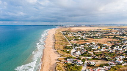 Vista aérea playa el palmar de Cádiz