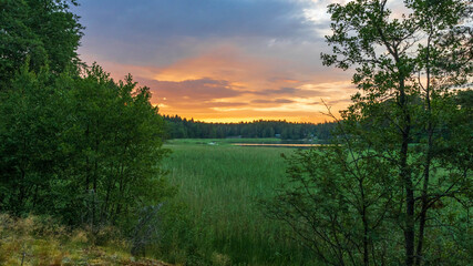 Fototapeta na wymiar Finnish archipelago in midsummer evening.