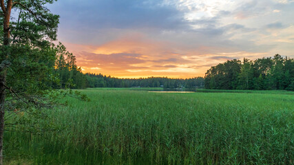 Finnish archipelago in midsummer evening.