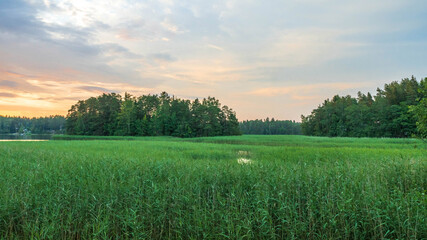 Finnish archipelago in midsummer evening.
