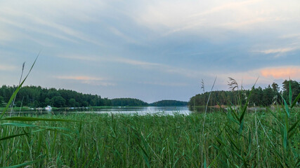 Finnish archipelago in midsummer evening.
