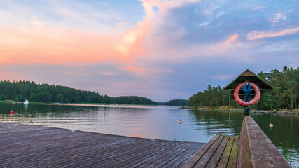 Finnish archipelago in midsummer evening.