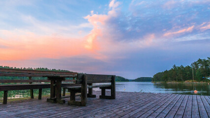 Finnish archipelago in midsummer evening.