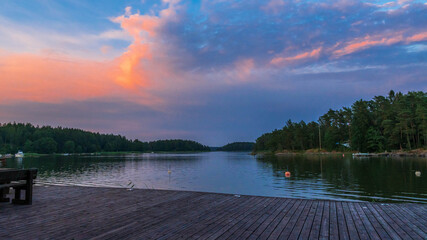 Finnish archipelago in midsummer evening.