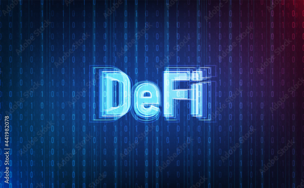 Poster defi crypto currency on system background.futuristic concept.vector and illsutration