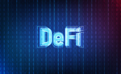 Defi crypto currency on system background.Futuristic concept.vector and illsutration