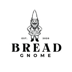 Gnome With Bakery Bread Food Bakery Restaurant Drawing Logo Vector Illustration Template Icon Design 