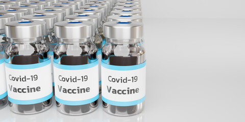 Stack of Covid-19 Vaccine containers 3d rendered