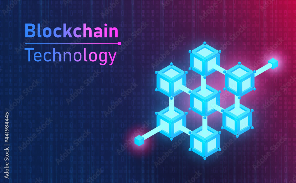 Poster futuristic blockchain technology connection icon. future concept.vector and illustration
