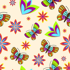 Beautiful Butterflies Abstract Seamless Background