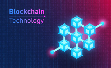 Futuristic Blockchain technology connection icon. Future concept.vector and illustration