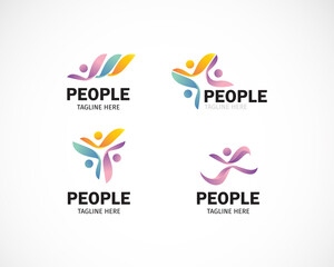 people set logo creative color design modern abstract