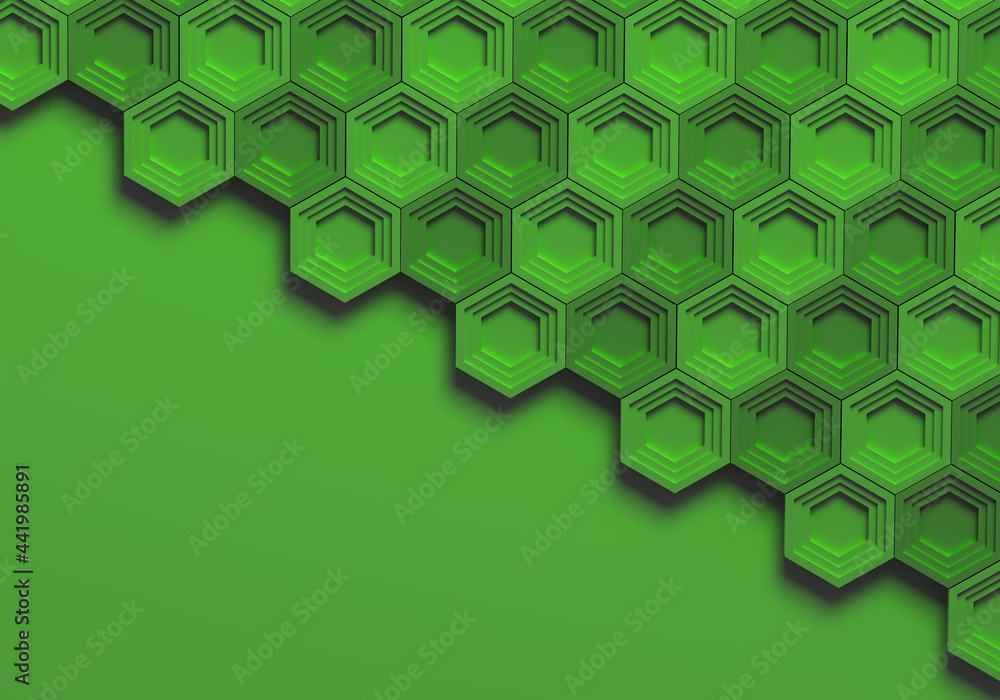 Poster background is green. abstract background with hexagons. abstraction geometry. texture for site. abst