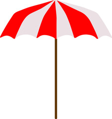 Vector image of a beach open umbrella from the sun red-white stripe