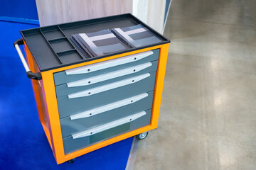 Metal cabinet for tools. Metal workshop furniture. Tool storage cabinet. Tool trolley. Metal...