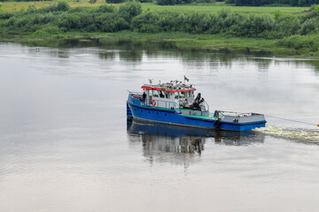 The ship sails on the Neman river