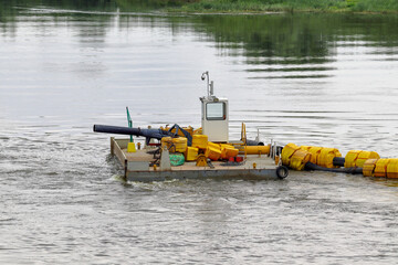 A river dredging works on the Neman river