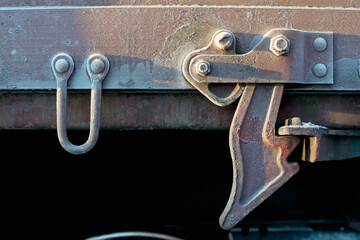 Constipation (lock) close-up detail from an industrial railway wagon
