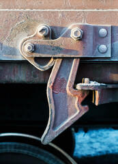 Constipation (lock) close-up detail from an industrial railway wagon