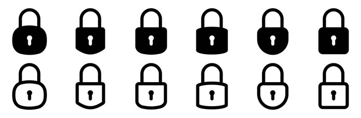 Lock icon set, lock symbol isolated on white background,  vector illustration