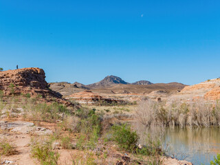 Sunny view of the Beautiful landscape around the Lake Mead National Recreation Area
