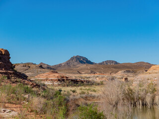 Fototapeta na wymiar Sunny view of the Beautiful landscape around the Lake Mead National Recreation Area
