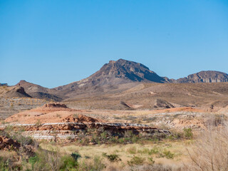 Sunny view of the Beautiful landscape around the Lake Mead National Recreation Area