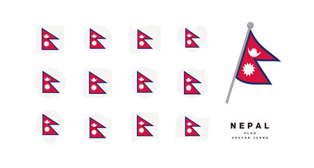 Nepal national flag icon set vector illustration - obrazy, fototapety, plakaty