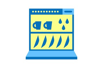 Dishwasher icon. Vector linear sign, symbol, logo of dishwasher for mobile concept and web design. Icon for the website of the store of household appliances, gadgets and electronics.