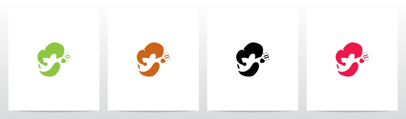 Alphabet Holding Lute Guitar Banjo  Letter Logo Design C