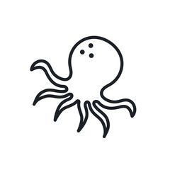 Octopus icon. Vector isolated linear icon contour shape outline. Thin line. Modern glyph design. Meat products fish and sea food. Marine life