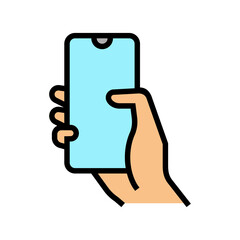 finger swiping on phone screen color icon vector. finger swiping on phone screen sign. isolated symbol illustration