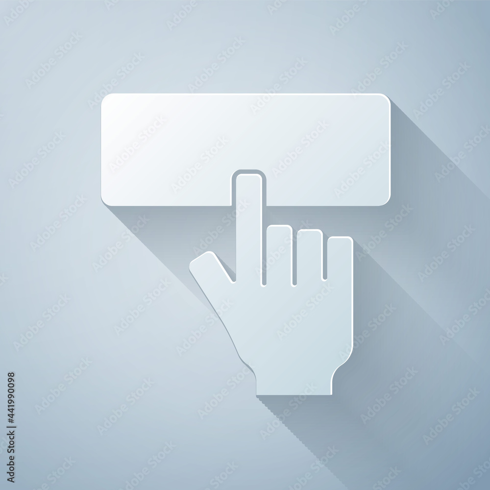 Poster paper cut computer keyboard icon isolated on grey background. pc component sign. paper art style. ve