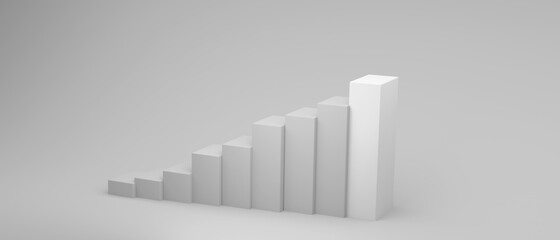 3D render illustration of bar graph