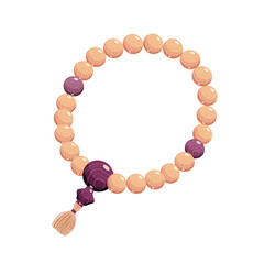 Rosary beads. Beads. Prayer. Meditation. Vector illustration in a flat style.