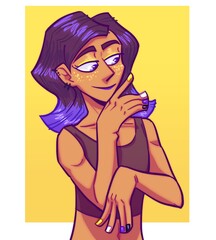 Feminine non-binary or agender trans person posing